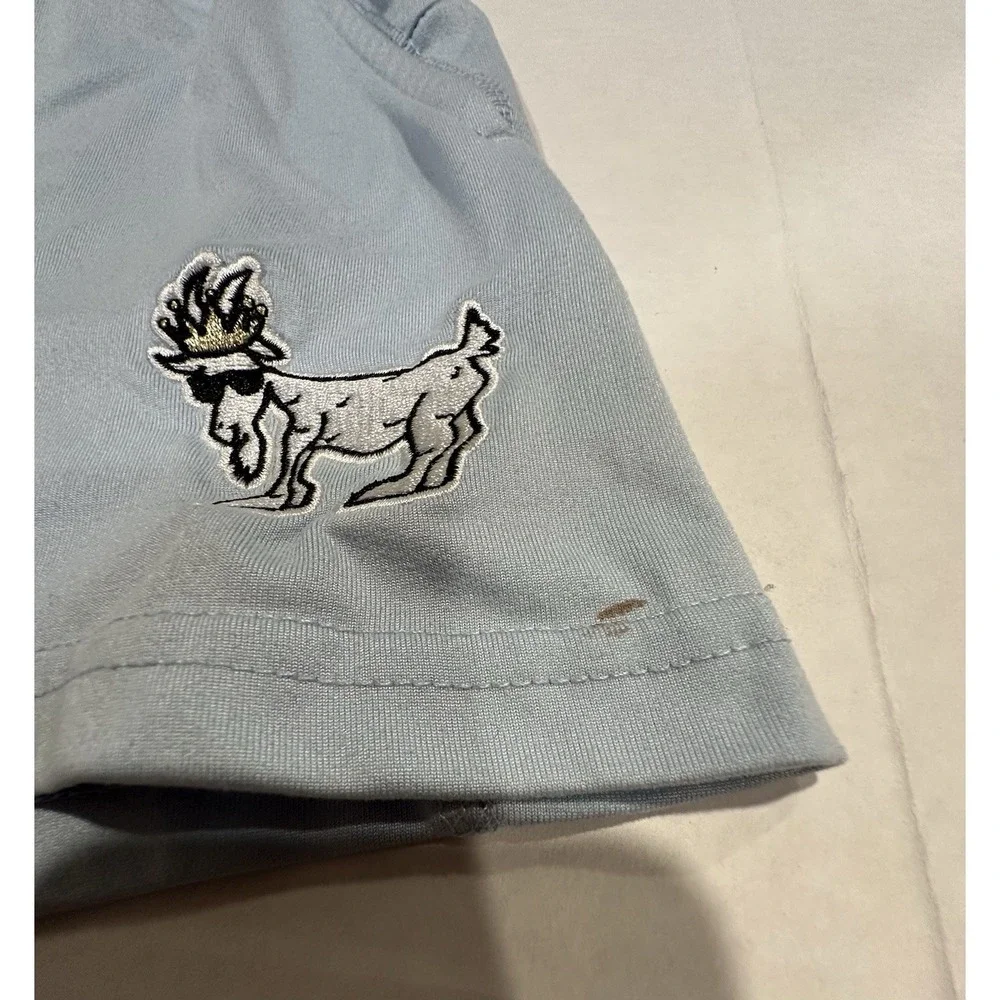 GOAT USA Shorts Embroidered Leg Light Blue Drawstring Elastic 22 In. Waist Boys